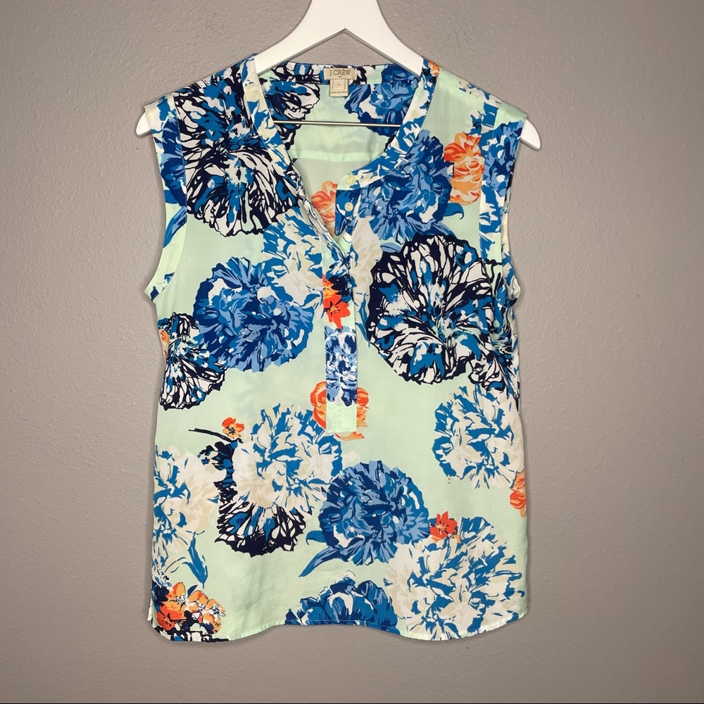 J. Crew Floral SleevelessBlouse 3/4 Button